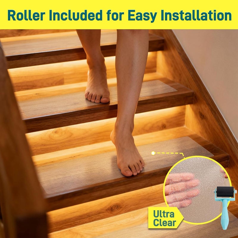Leyibo Anti Slip Tape Clear Waterproof Outdoor/Indoor, 3" x 35Ft Non Slip Traction Grip Tape for Bathtubs, Boats, Stairs, Pools, Transparent, Soft, Comfortable for Bare Feet (3" X 35') - Image 3